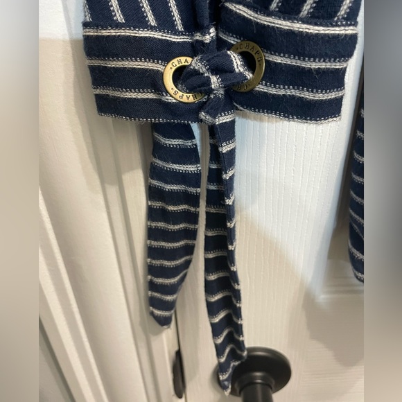 Chaps Women 3/4 Sleeve Blue & White Stripe Oversized Top Nautical Large - Picture 5 of 11